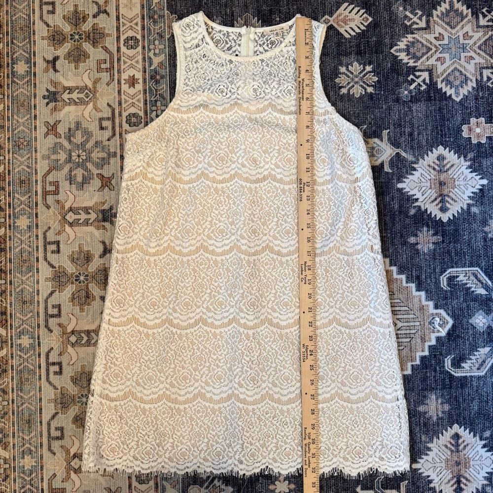 Bleuh Ciel Women’s Elegant Cream Lace Sleeveless Dress with Nude Lining Medium - Picture 10 of 11